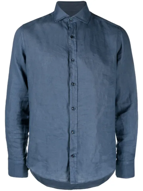 Paul & Shark logo-embroidered linen shirt