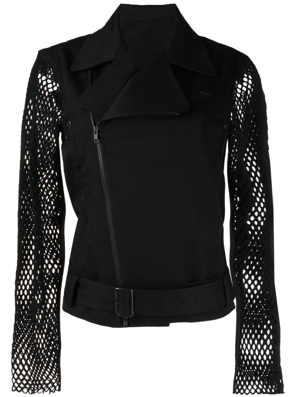 Yohji Yamamoto mesh-sleeves Cotton Biker Jacket - Farfetch