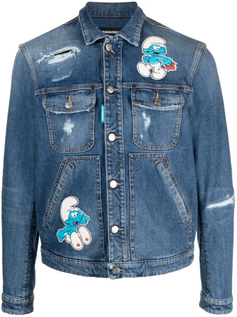 Dsquared2 The Smurfs ダメージ デニムジャケット