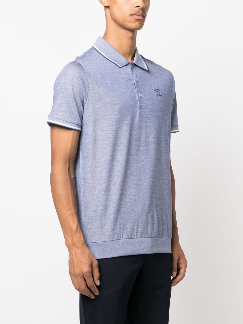 Shop Paul & Shark Logo-embroidered Knitted Polo Shirt In Blau