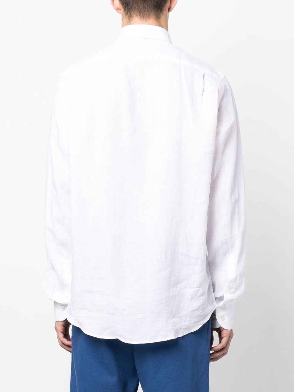 Shop Paul & Shark Long-sleeve Linen Shirt In White
