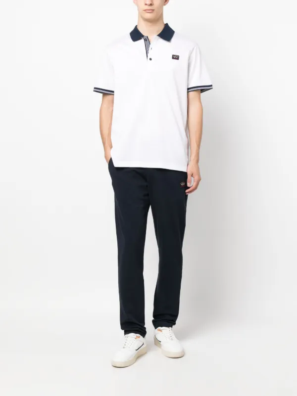 Paul Shark logo patch organic cotton Polo Shirt Farfetch