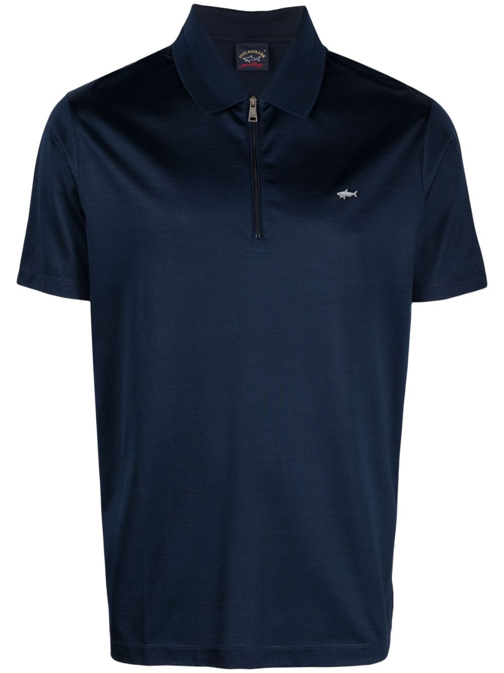 Paul & Shark Zip-fastening Organic-cotton Polo Shirt In Blue