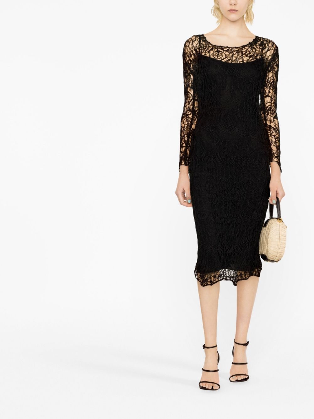 Shop Tom Ford Lace-patterned Pencil Dress In Black