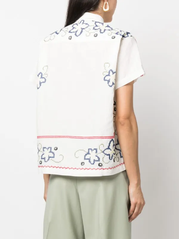 BODE Cornflower cross-stitch Shirt - Farfetch