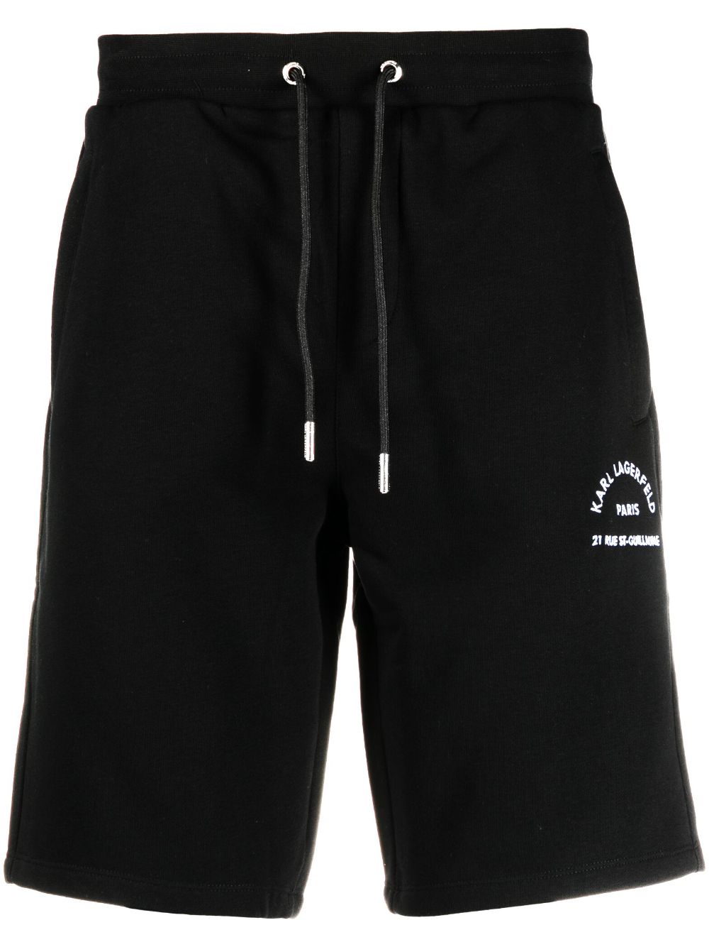 Karl Lagerfeld Embroidered-logo Track Shorts In Black