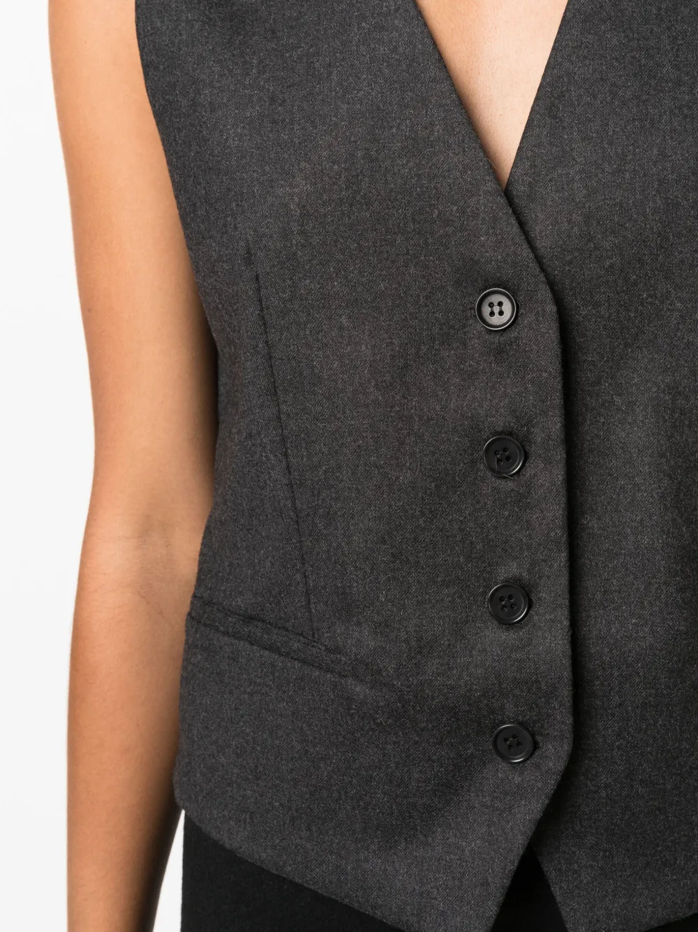 Shop P.a.r.o.s.h Button-up Virgin Wool-blend Gilet In Grey