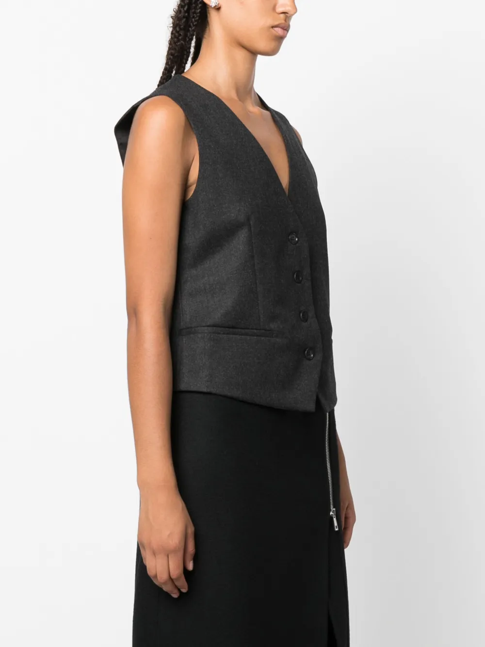 Shop P.a.r.o.s.h Button-up Virgin Wool-blend Gilet In Grey