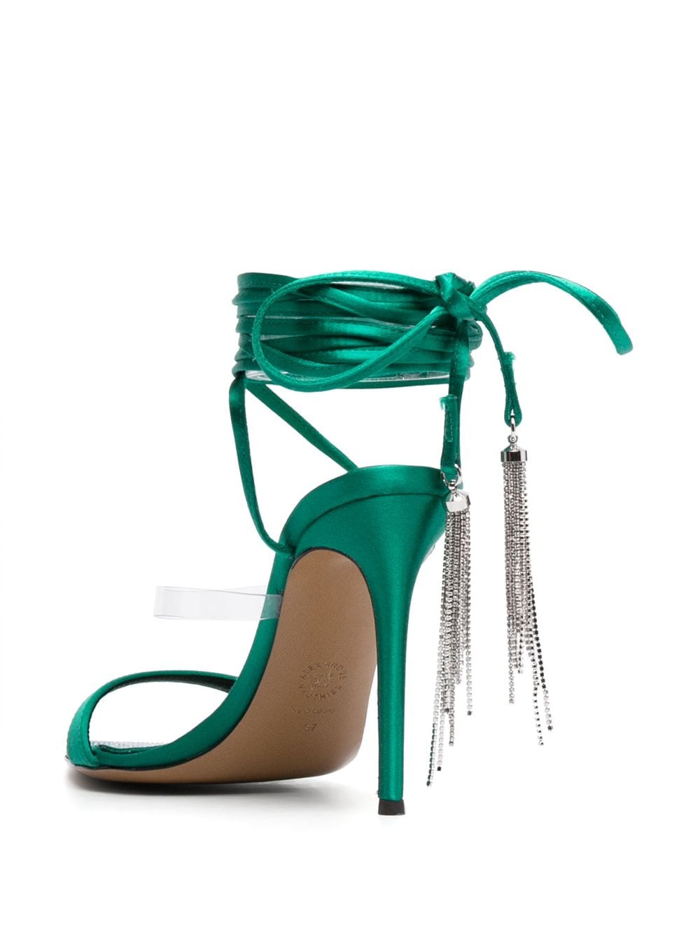 Shop Alexandre Vauthier Crystal-tassel Strappy Sandals In Green