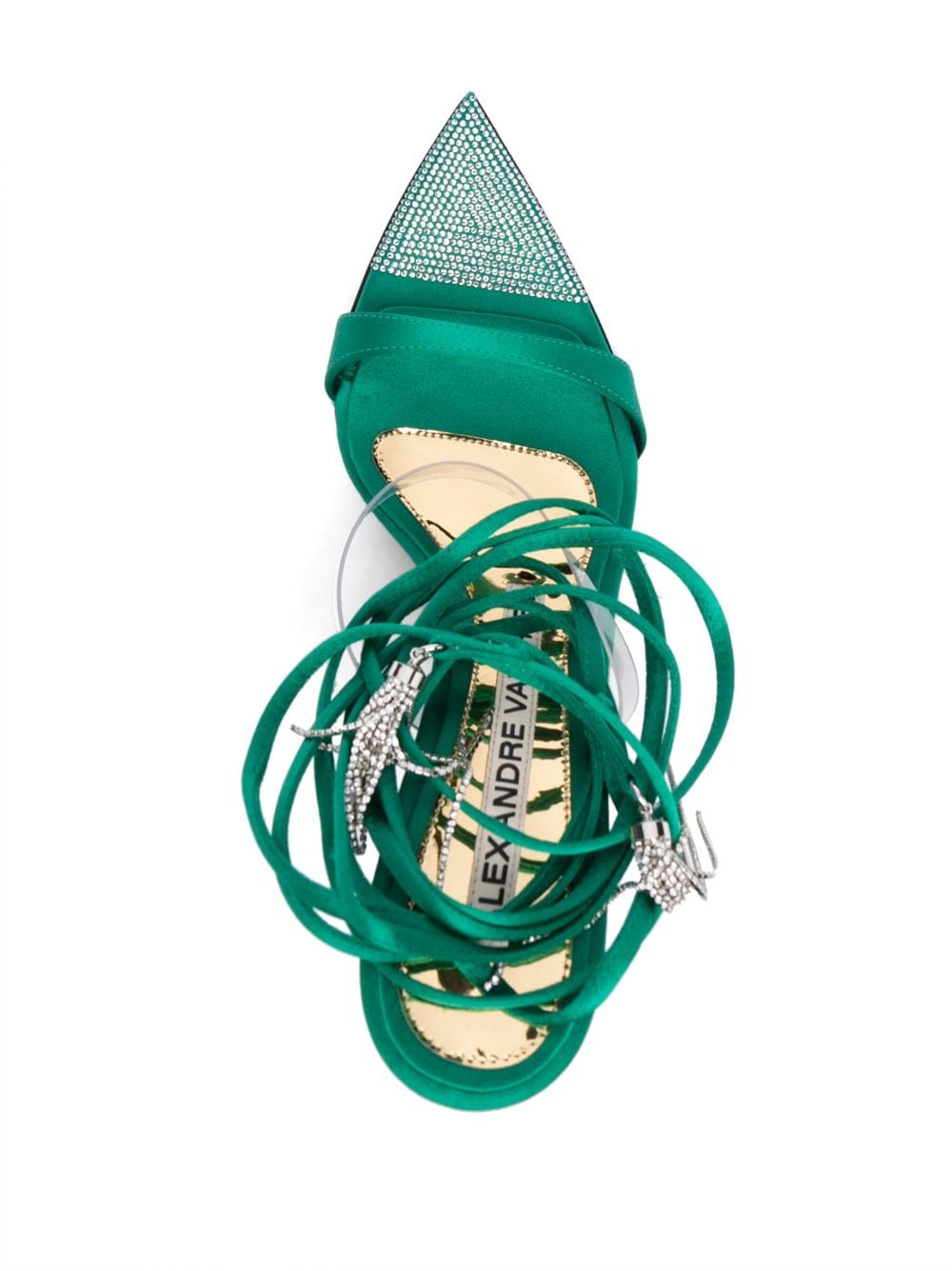 Shop Alexandre Vauthier Crystal-tassel Strappy Sandals In Green