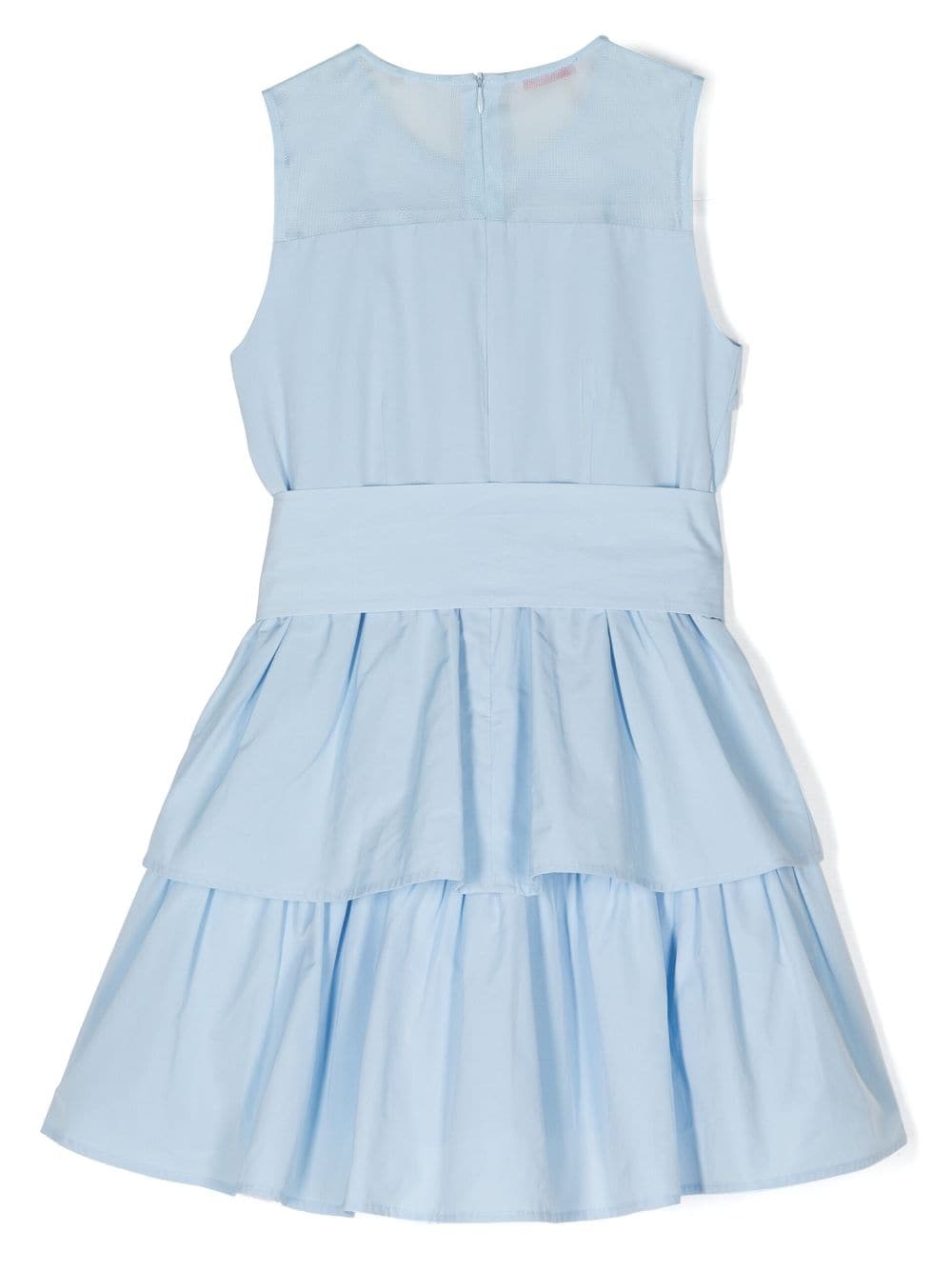 Shop Liu •jo Ruffled Bow-fastening Dress In Blue