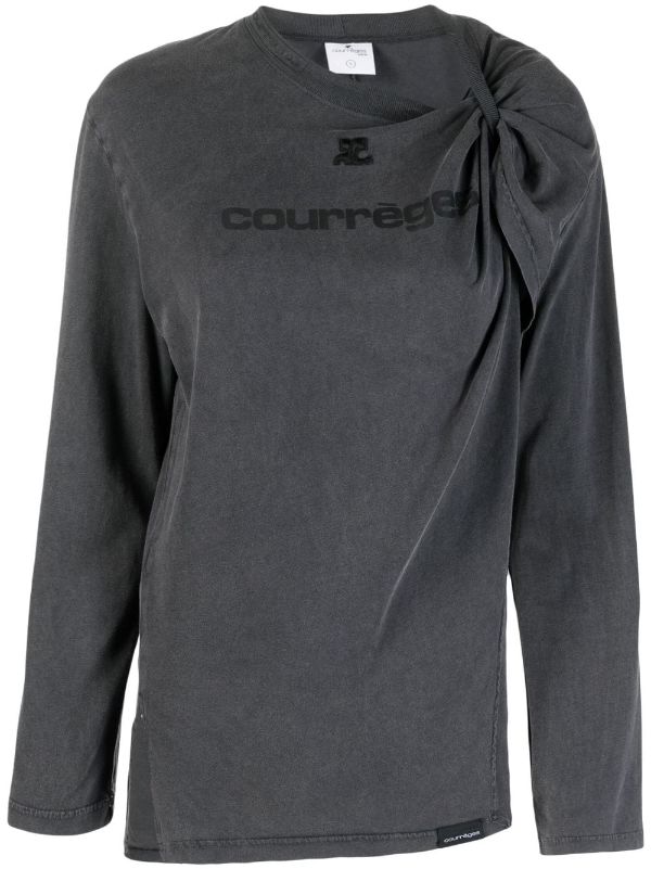 Courrèges twist-detail long-sleeve top grey | MODES