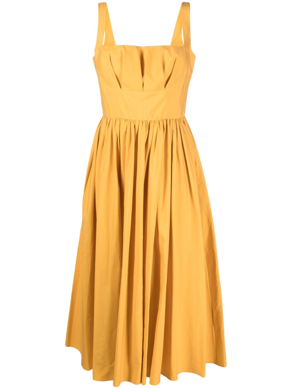 Emilia Wickstead Terry Square-neck Pleated Twill Midi Dress In Orange ...