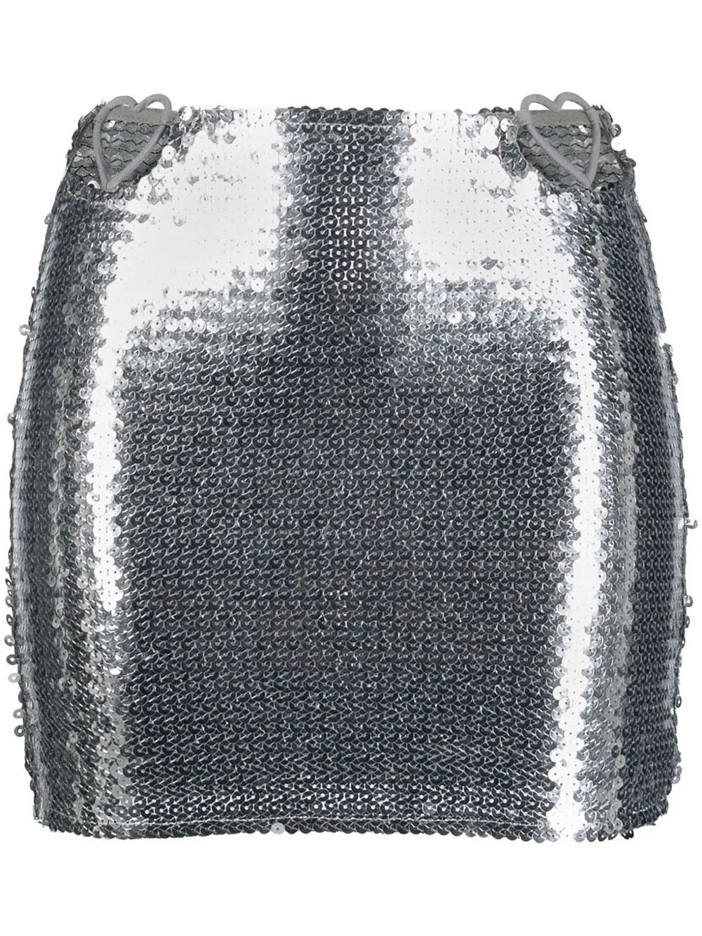 Nensi Dojaka Heart Cut-out Sequinned Miniskirt In Silver