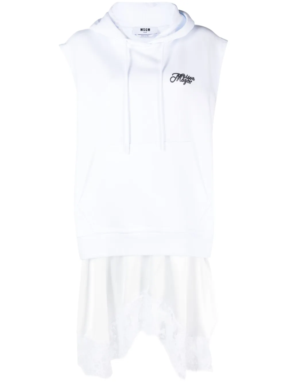 MSGM logo-print lace-trim minidress | White | Image 1
