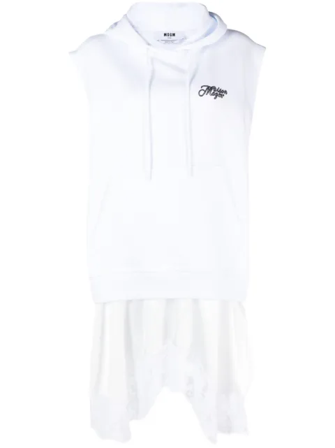 MSGM logo-print lace-trim minidress