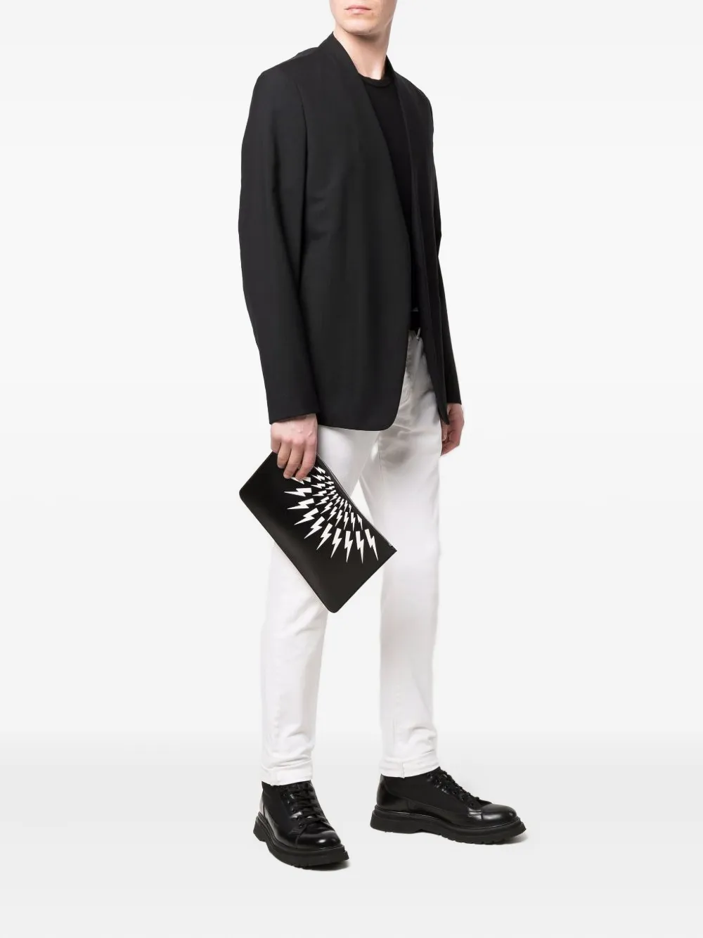 Neil Barrett Thunderbolt Fairisle zipped pouch | Image 2