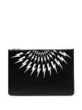 Neil Barrett Thunderbolt Fairisle zipped pouch - Black