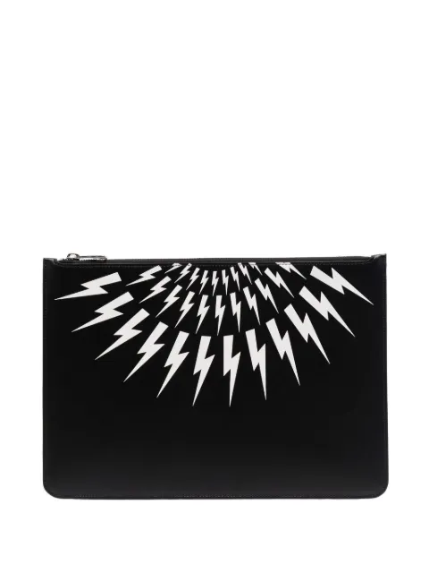 Neil Barrett Thunderbolt Fairisle zipped pouch