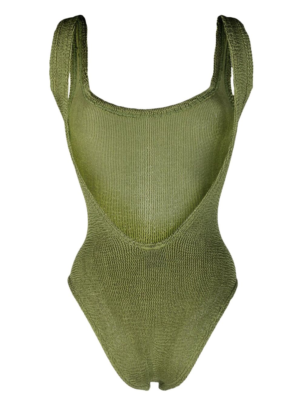 Hunza G Square-neck Crinkle Swimsuit In Green | ModeSens