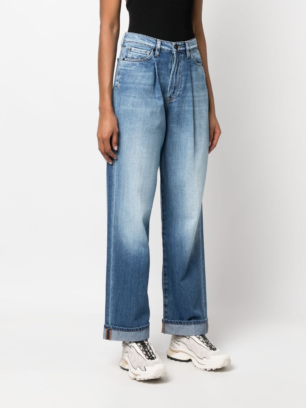 Shop 3x1 Bleached-effect Wide-leg Jeans In Blue