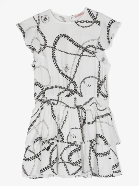 Liu Jo Kids chain-print ruffled dress
