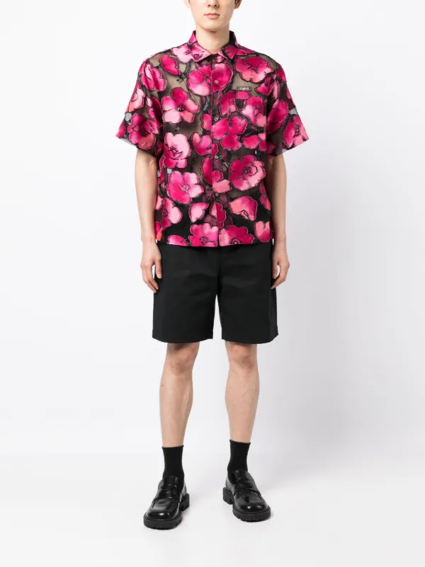 4SDESIGNS floral-print short-sleeve Shirt | Black | FARFETCH