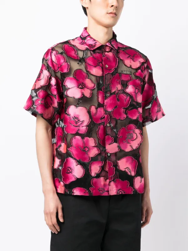 4SDESIGNS floral-print short-sleeve Shirt | Black | FARFETCH
