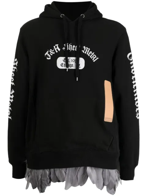 4SDESIGNS hoodie con ribete de plumas en el dobladillo