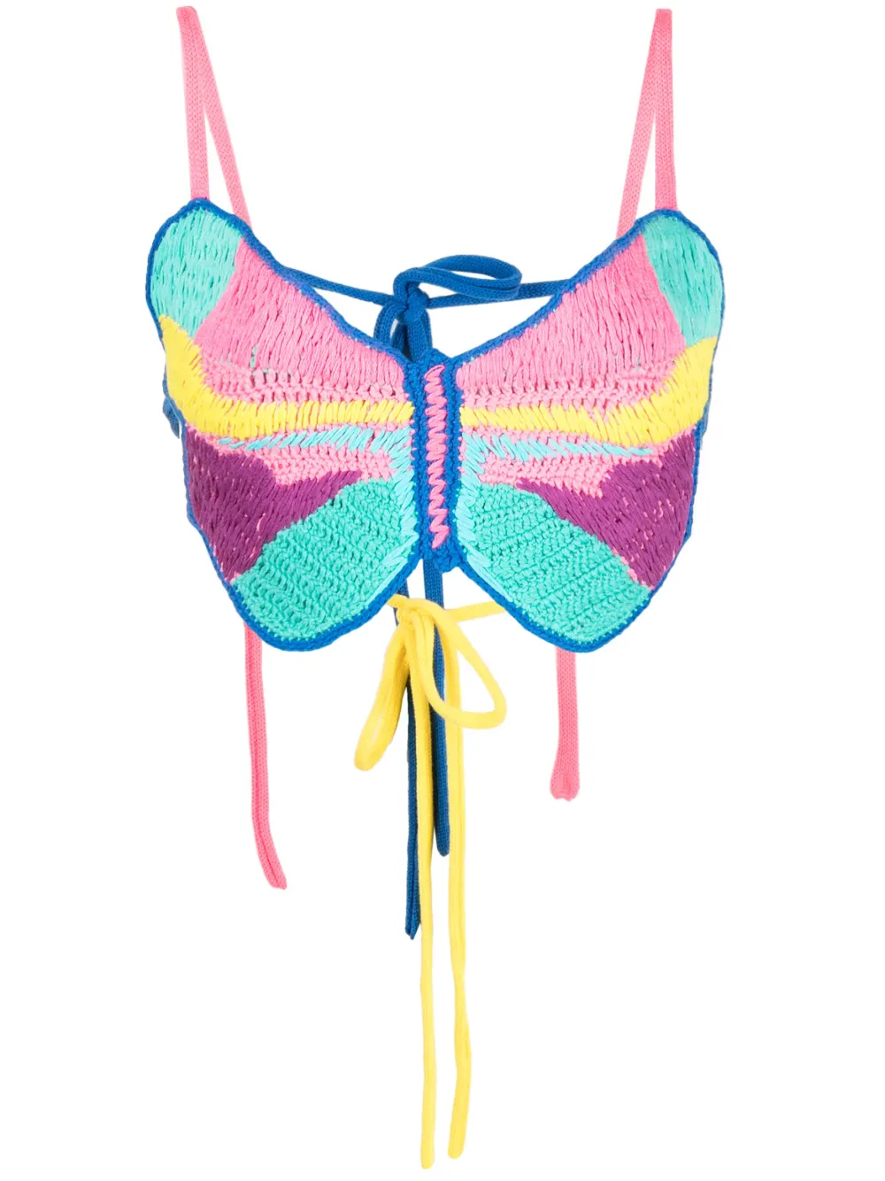 MIRA MIKATI CROCHET-KNIT BUTTERFLY TOP