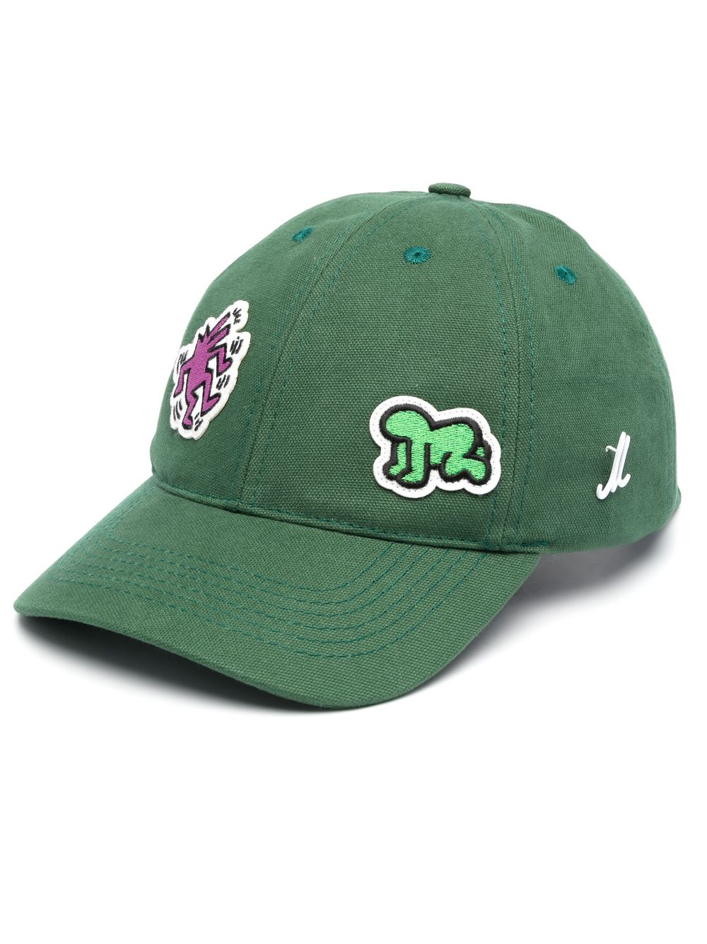 Shop Junya Watanabe X Keith Haring Patch Cotton Cap In Green