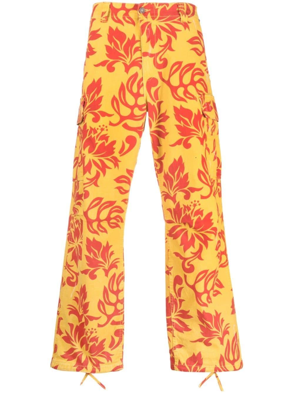 ERL TROPICAL FLORAL-PRINT CARGO-TROUSERS