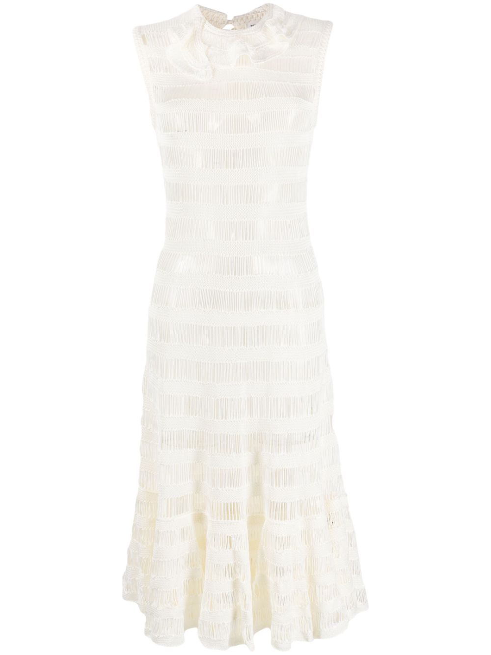 Jil Sander semi-sheer knitted dress - White