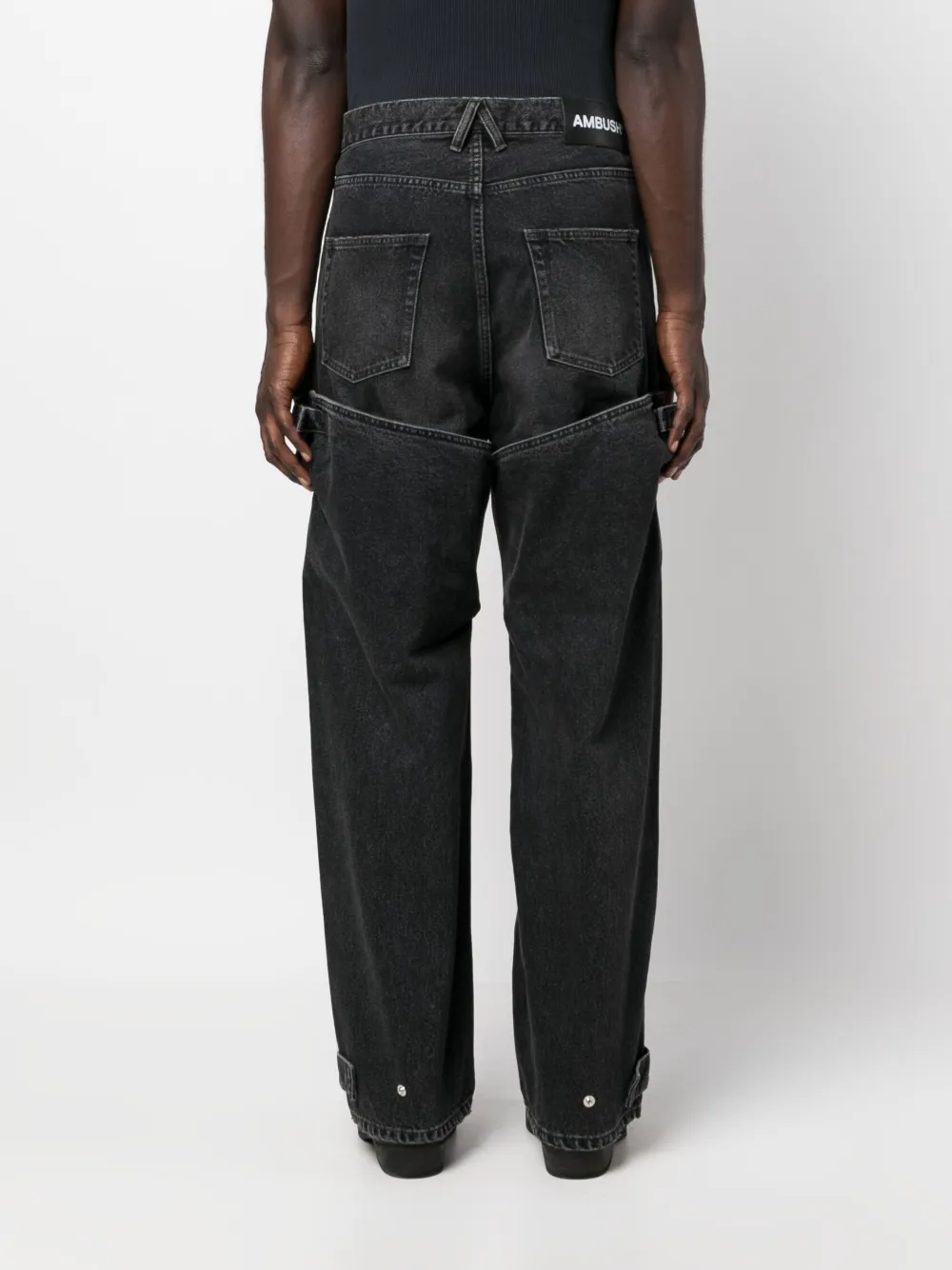 Shop Ambush Straight-leg Panelled Jeans In Black