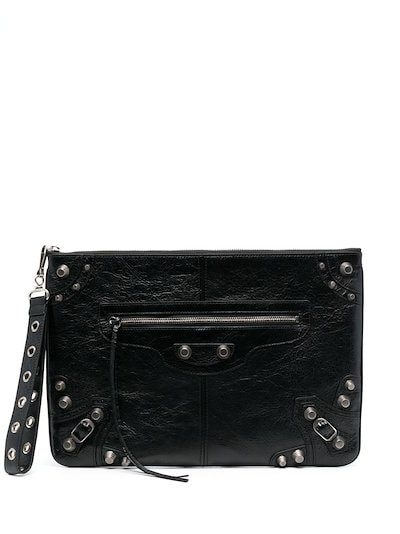 Seks distrikt Barbermaskine Balenciaga Le Cagole leather clutch bag black | MODES