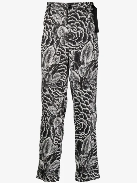 4SDESIGNS slim-cut floral-print trousers