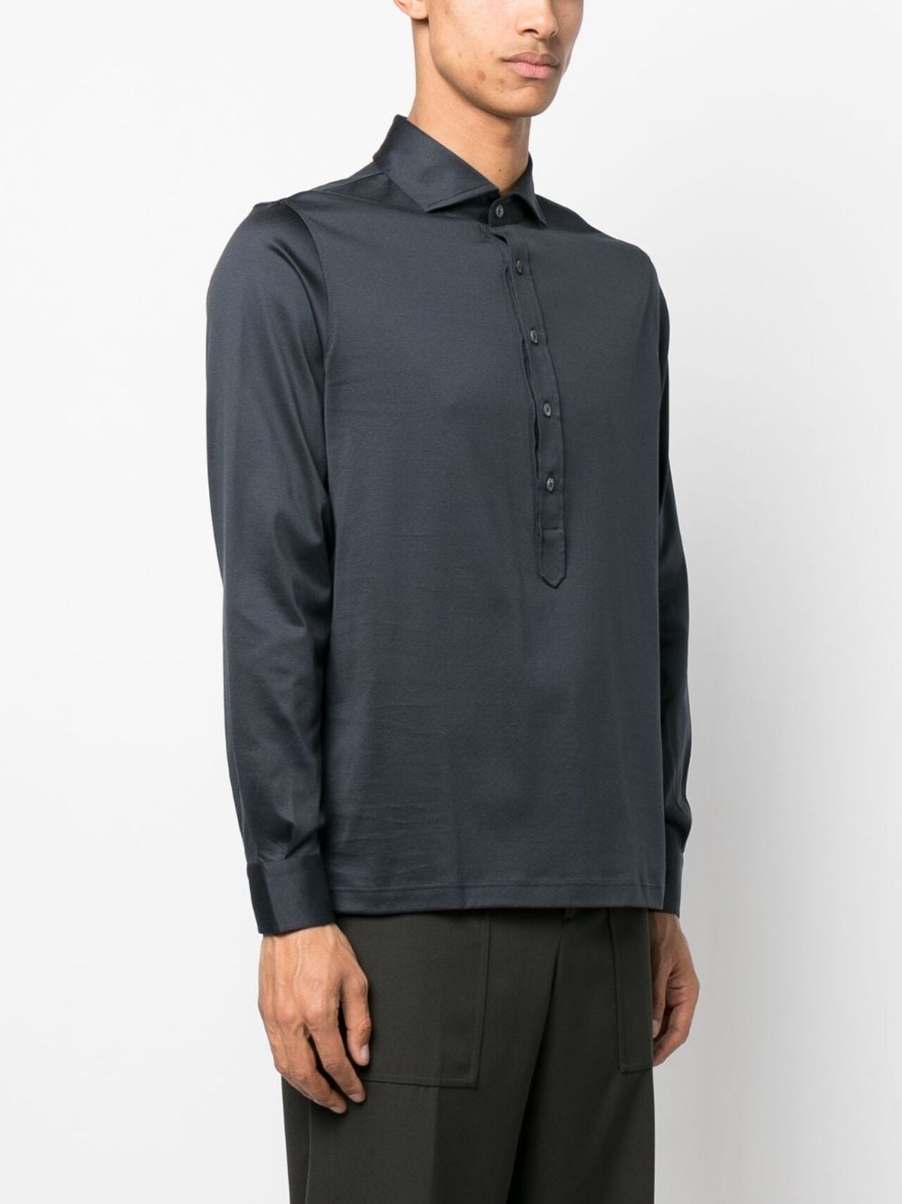 Shop D4.0 Cutaway-collar Cotton Polo Shirt In Blue