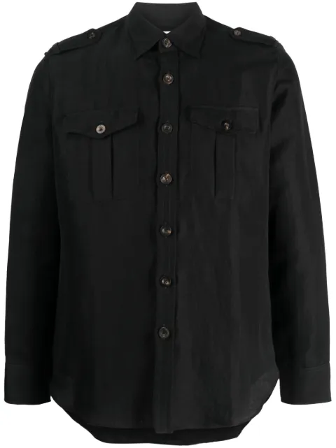 PT Torino long-sleeves cotton-linen-blend shirt