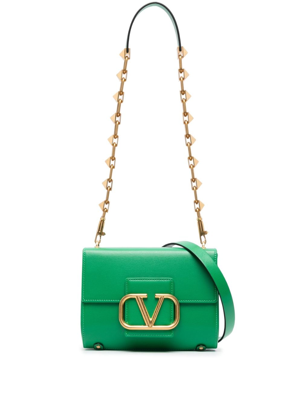 Shop Valentino Vlogo Signature Leather Crossbody Bag In Green