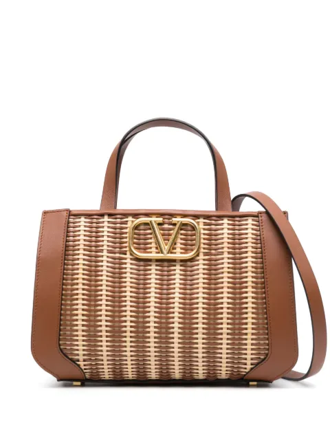 Valentino Garavani Small V Logo Signature Bag Raffia Natural