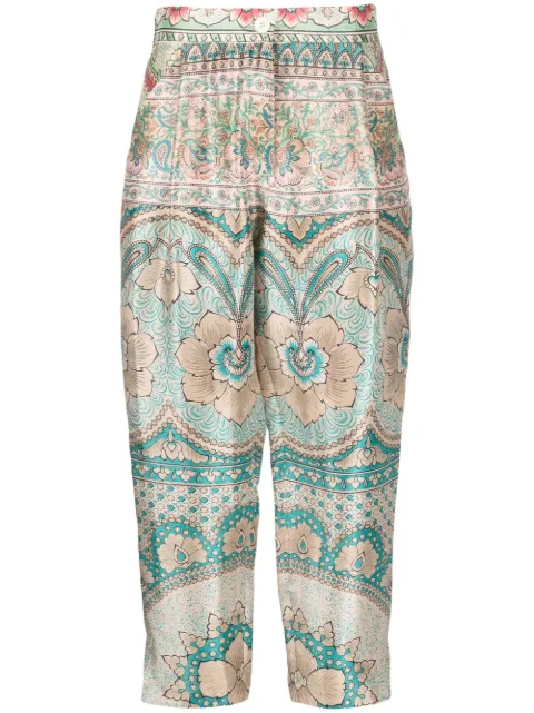 Pierre-Louis Mascia graphic-print cropped silk trousers