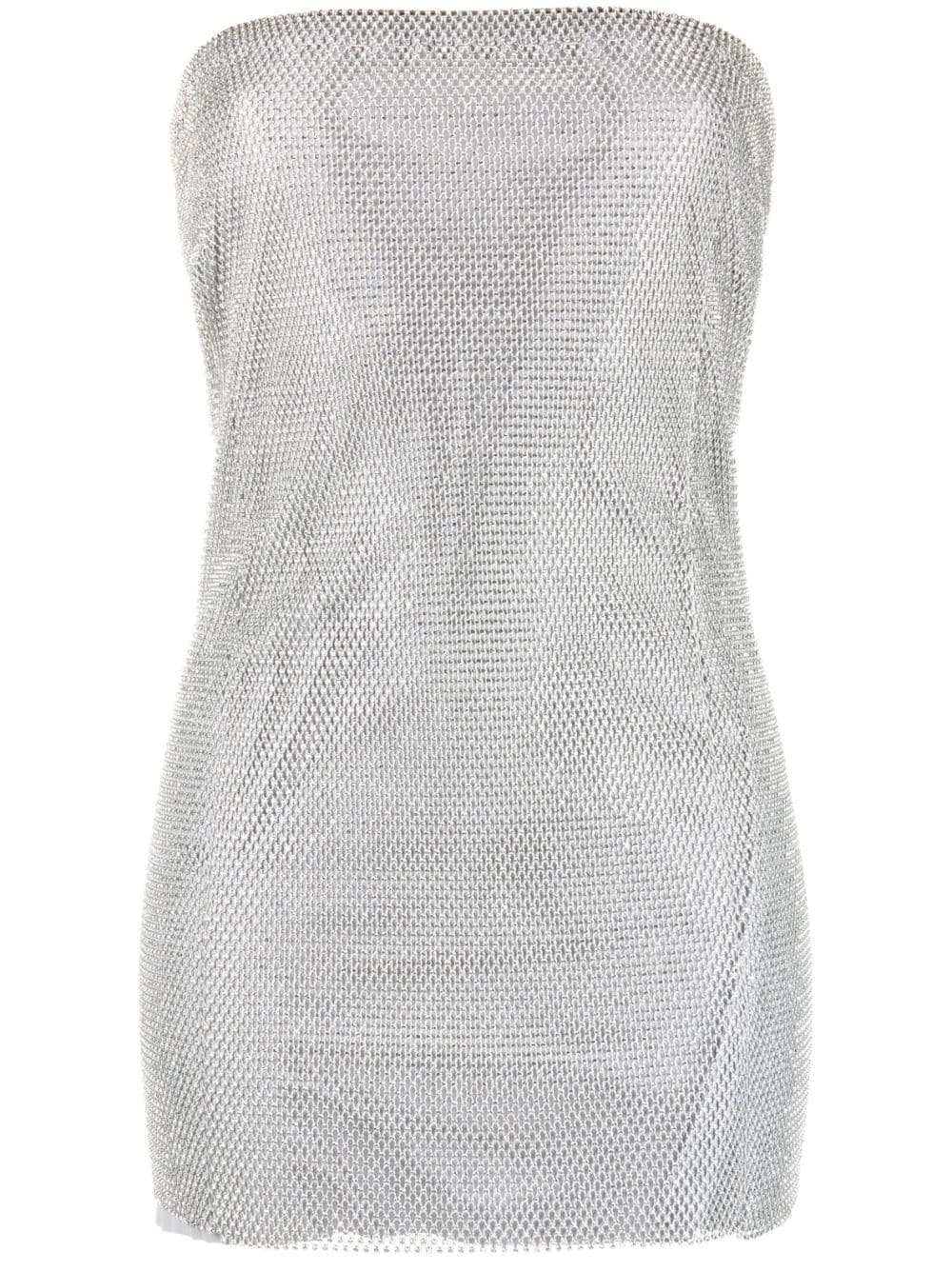 Santa Brands Crystal-embellish Mini Dress In Silver