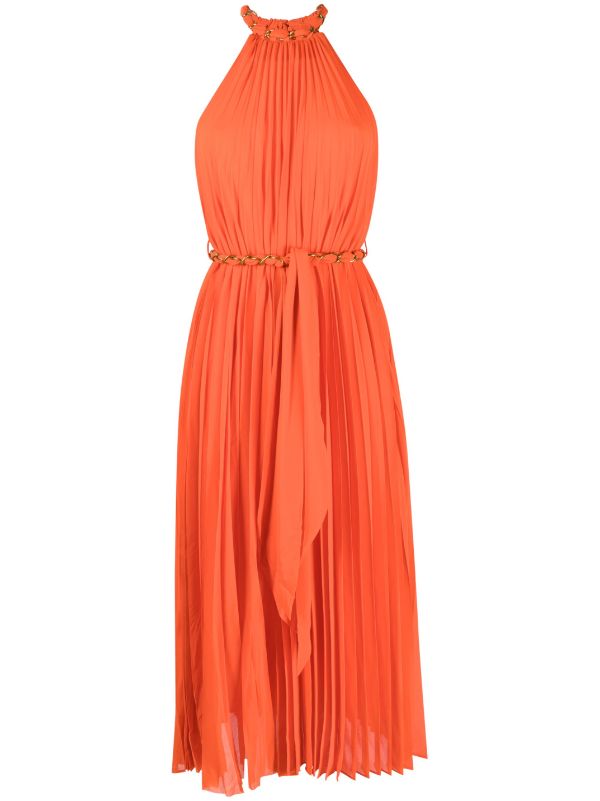 Orange pleated hot sale dress tesco