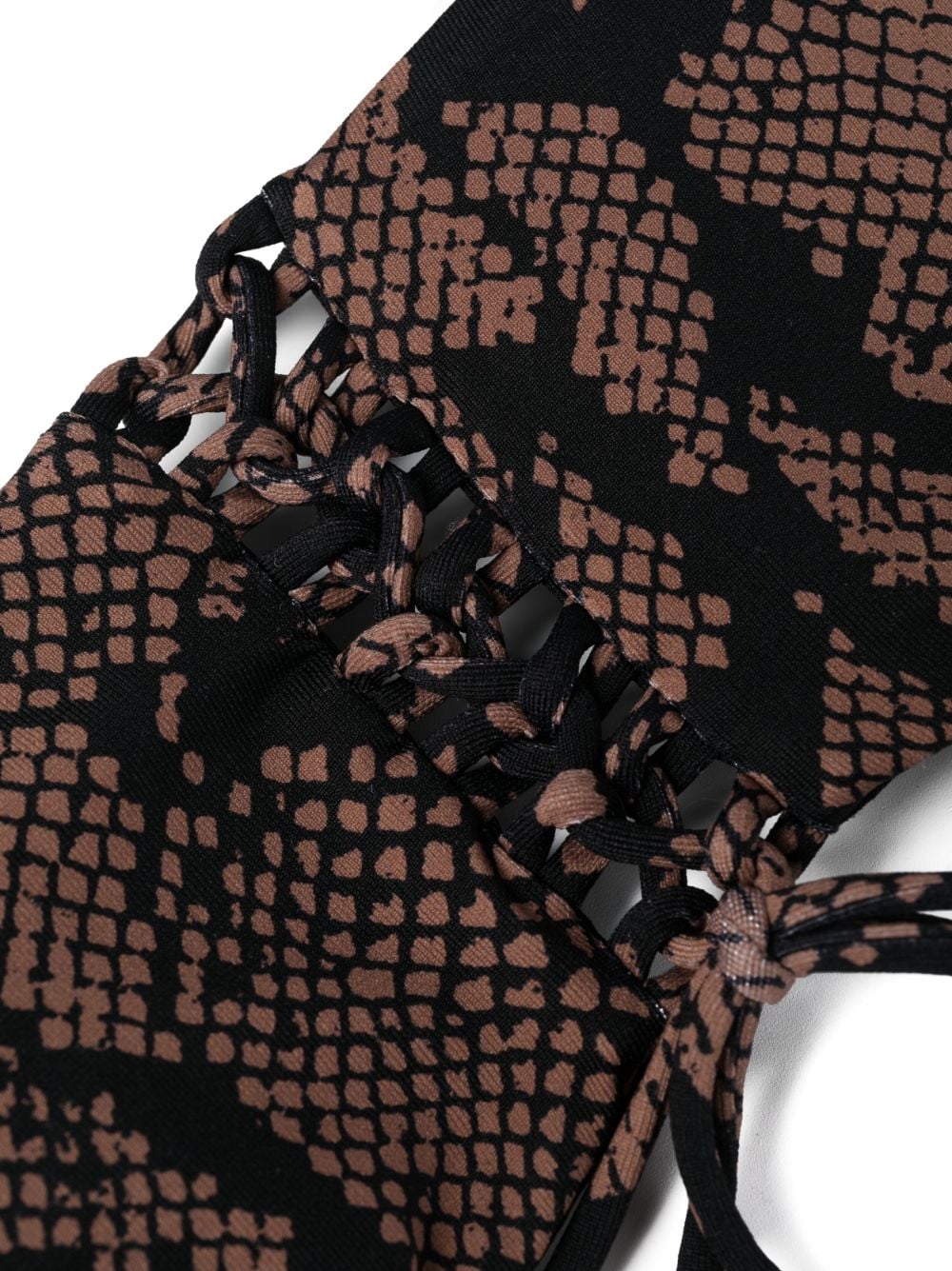 Shop Fisico Python-print Halterneck Bikini Top In Brown