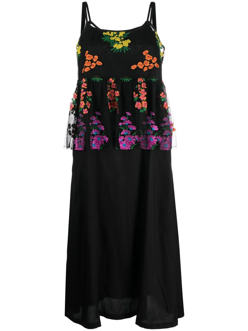 COMME DES GARÇONS TULLE-EMBROIDERED TAFFETA SLIP DRESS