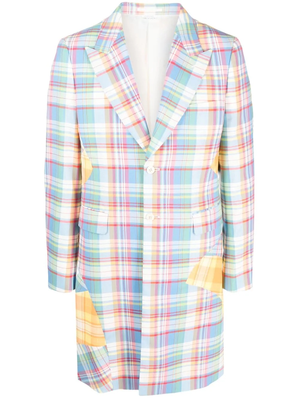 COMME DES GARÇONS HOMME DEUX PLAID PATCHWORK SINGLE-BREASTED COAT