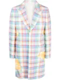 Comme des Garçons Homme Plus plaid patchwork single-breasted coat - Blue