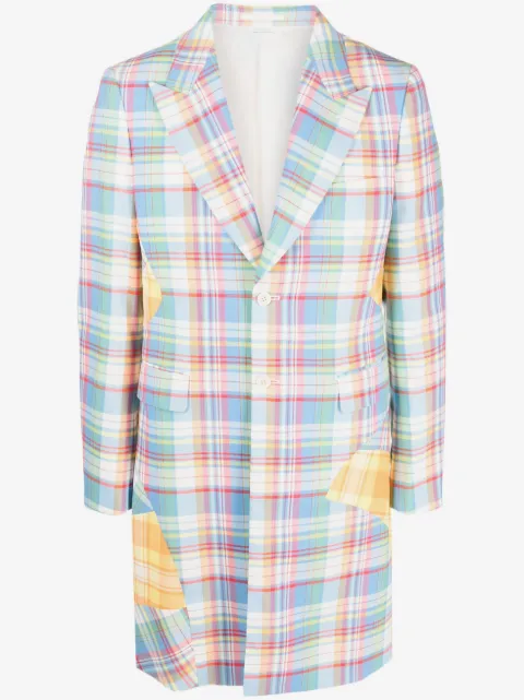 Comme des Garçons Homme Plus 플레이드 패치워크 싱글 브레스티드 코트