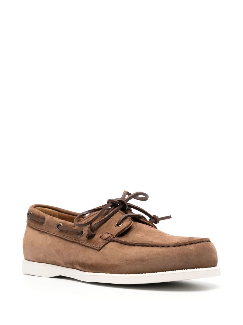 Shop Canali Lace-up Suede Loafers In Brown