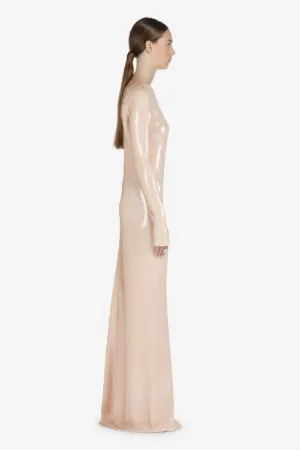 sequin-embellished open-back dress